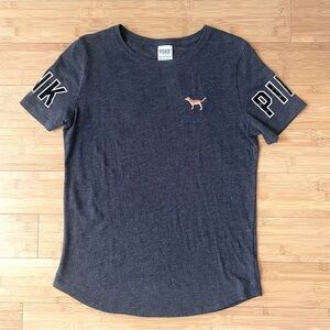 Victoria’s Secret PINK Charcoal Dog Tee Copper Sequins XS